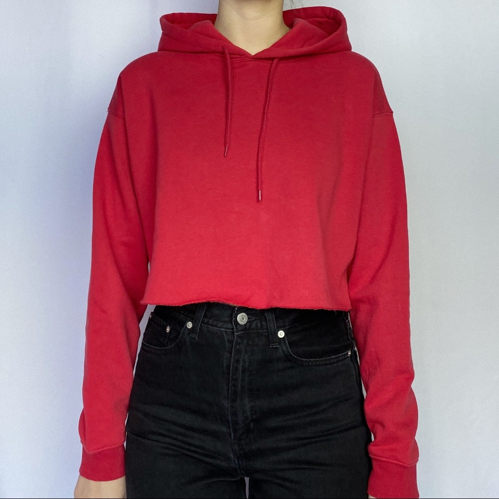 Urban Outfitters red cropped hoodie